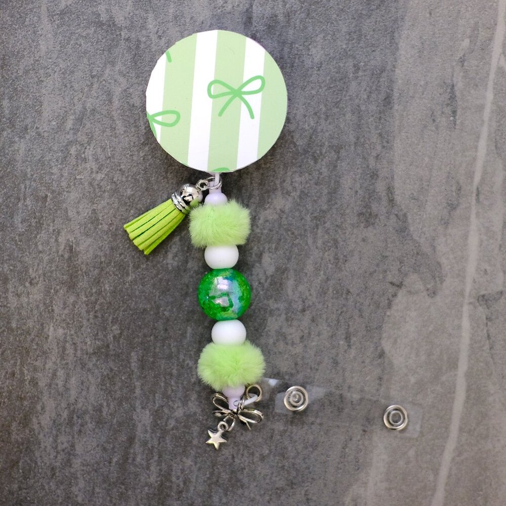 Fun Beaded Badge Reels, Handmade, retractable, clip, nurse, teacher, gift
